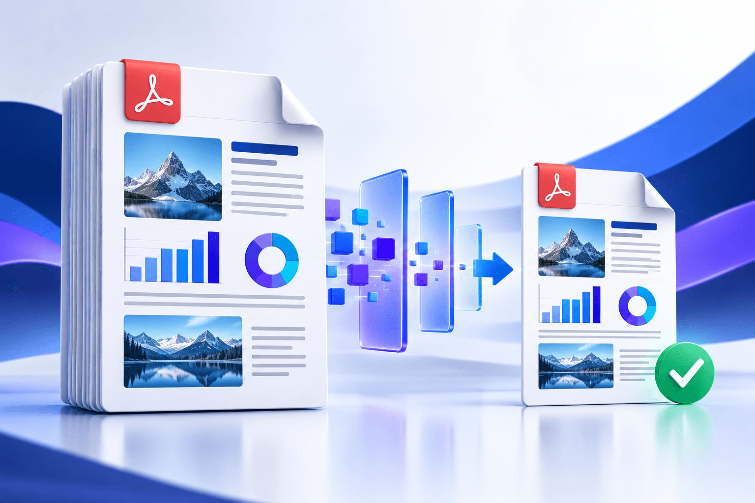 Original PDF and smaller validated PDF with sharp text, charts, and images