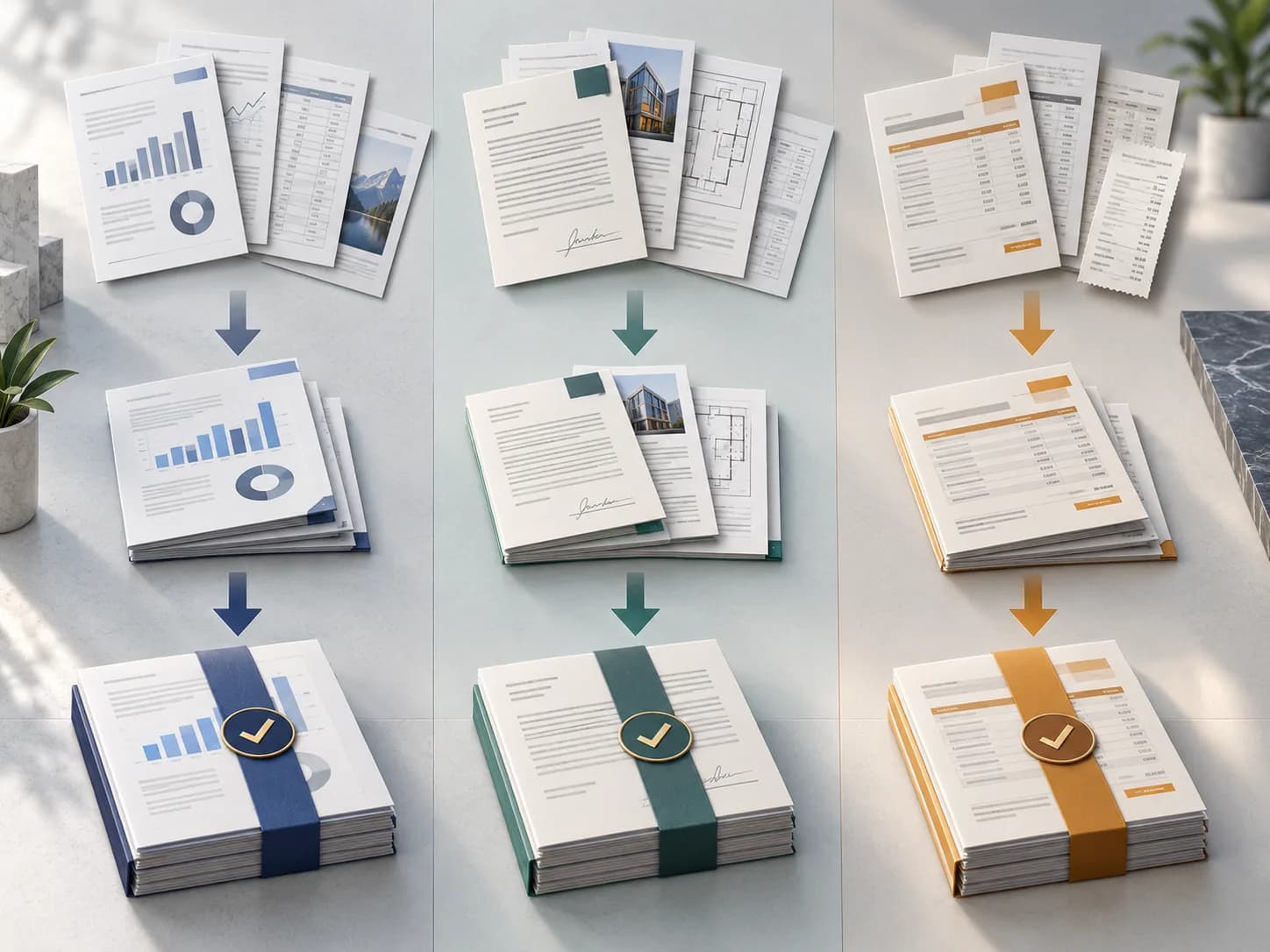 Advanced PDF Merging for Reports, Contracts and Invoices workflow illustration