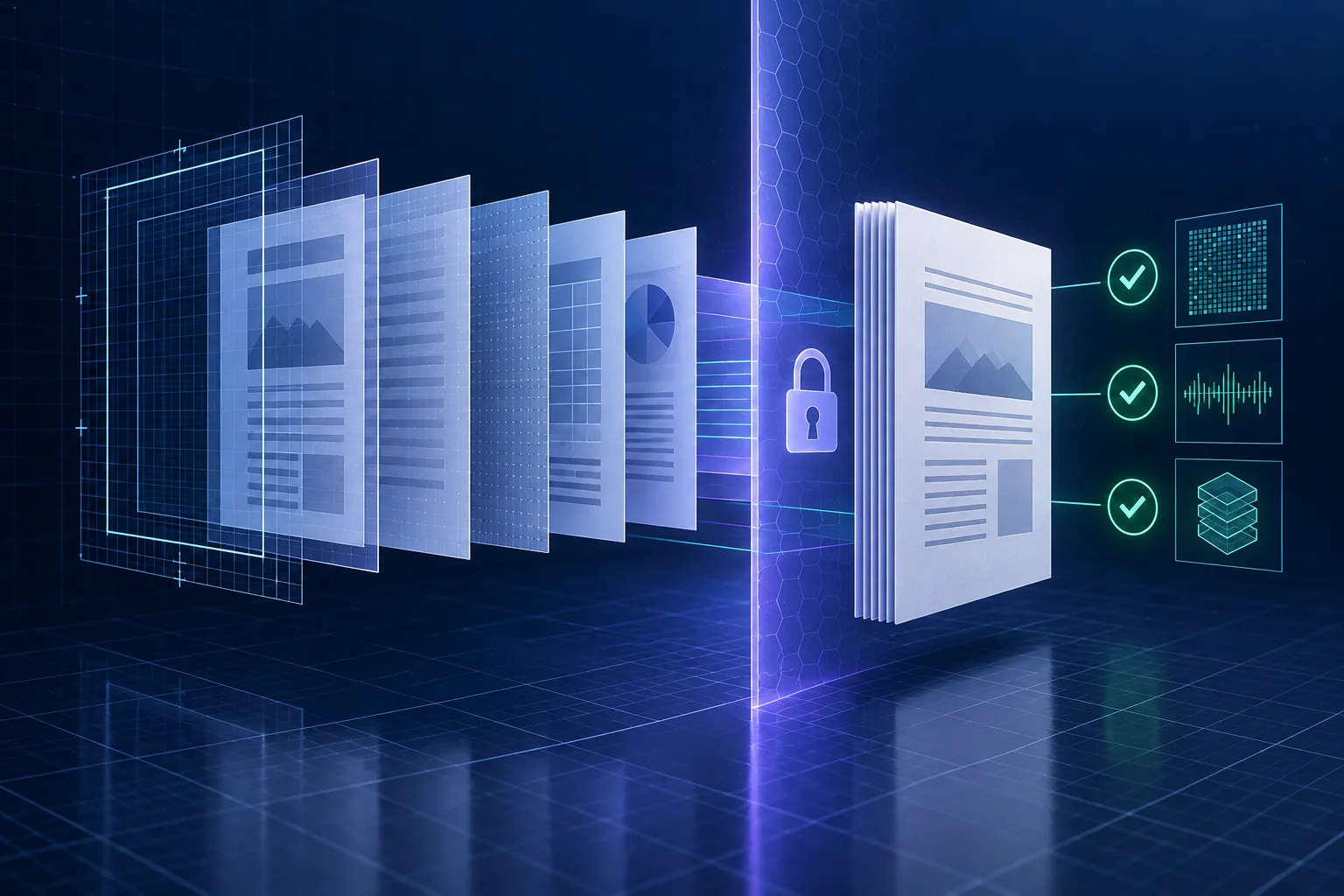 Layered PDF structure crossing a privacy boundary with integrity checks